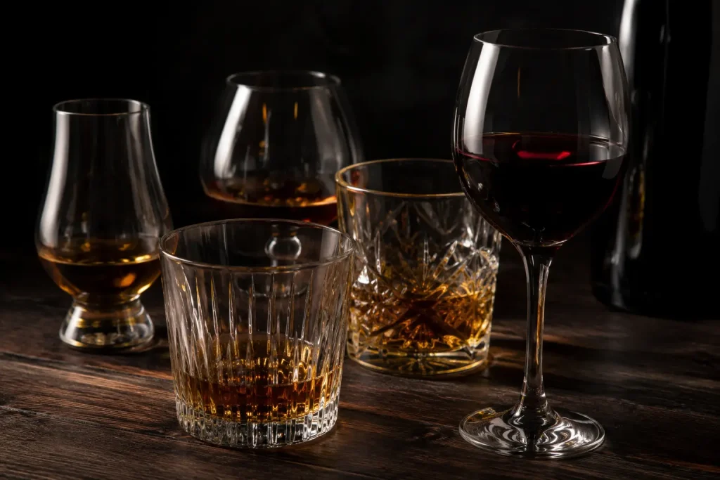 alcohol whiskey and wine