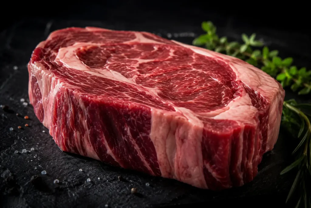 large raw red meat steak